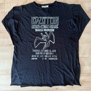 People of Leisure x Led Zeppelin Graphic Shirt Dress Black Size M Rock Tee
